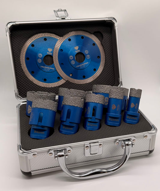 Bohrkronenkoffer Aluminium 10 Teilig / Blau